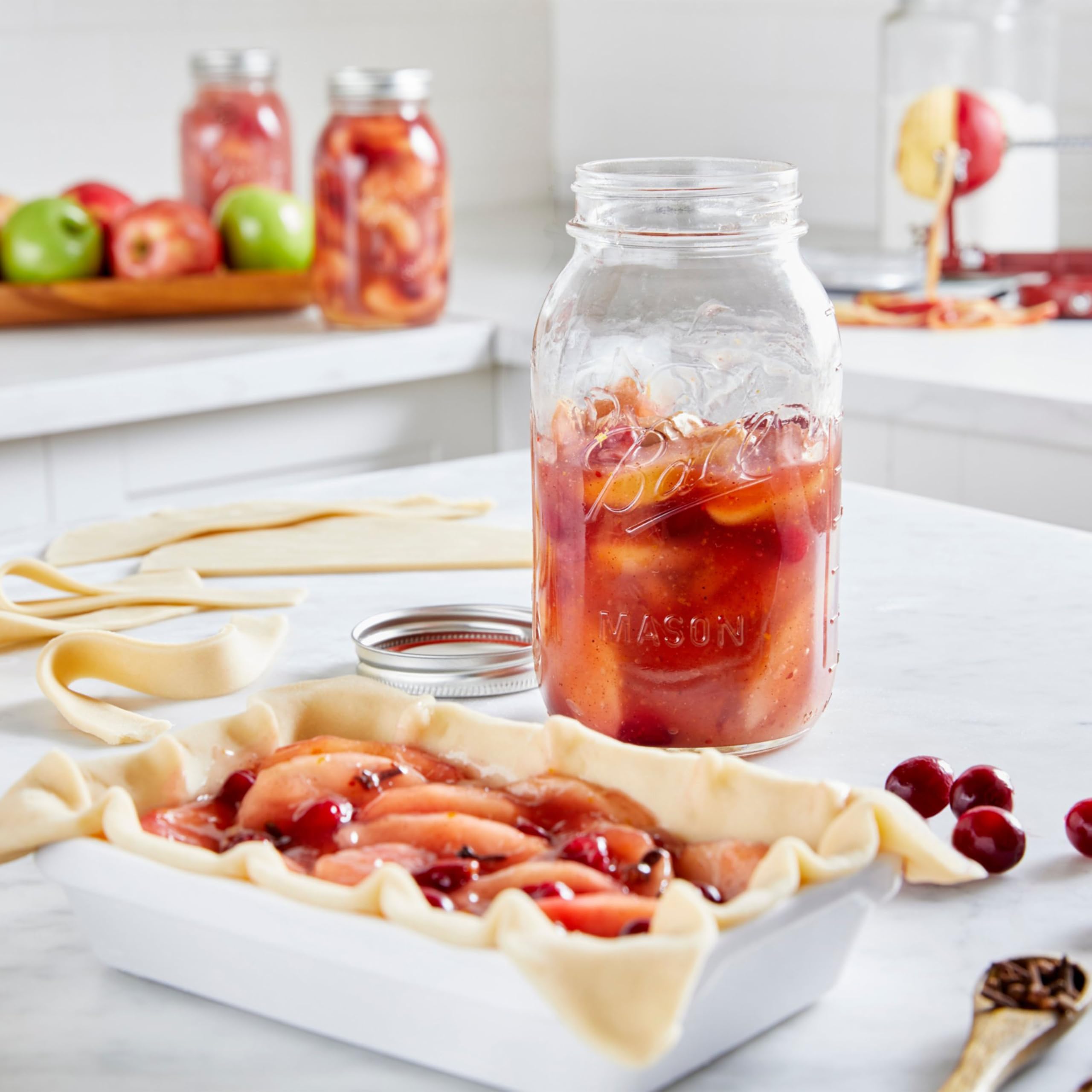 Ball jar with clear glass ideal for pantry-to-table presentation