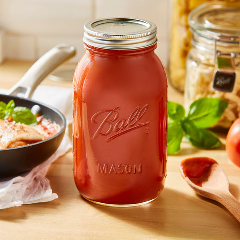 Ball regular-mouth 32oz jar ready to preserve fruits or batch sauces