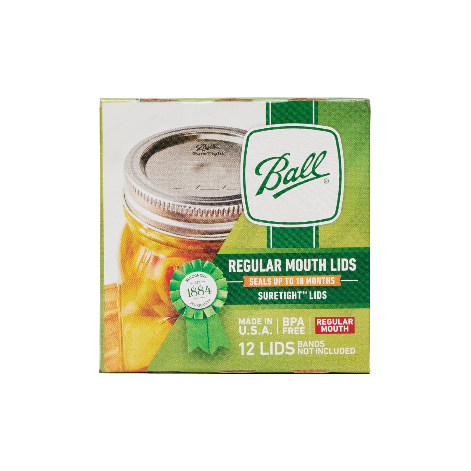 Ball Regular Mouth Lids on a jar show a secure fit and seal.