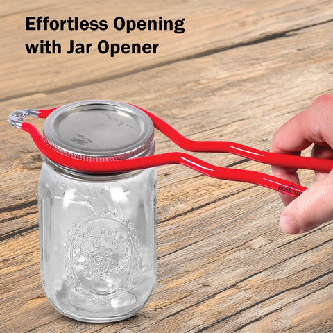 Wrench-style Ball jar opener eases lid removal after storage.