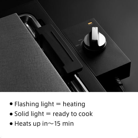 BALMUDA The Teppanyaki heat settings 320 to 430F for versatile cooking