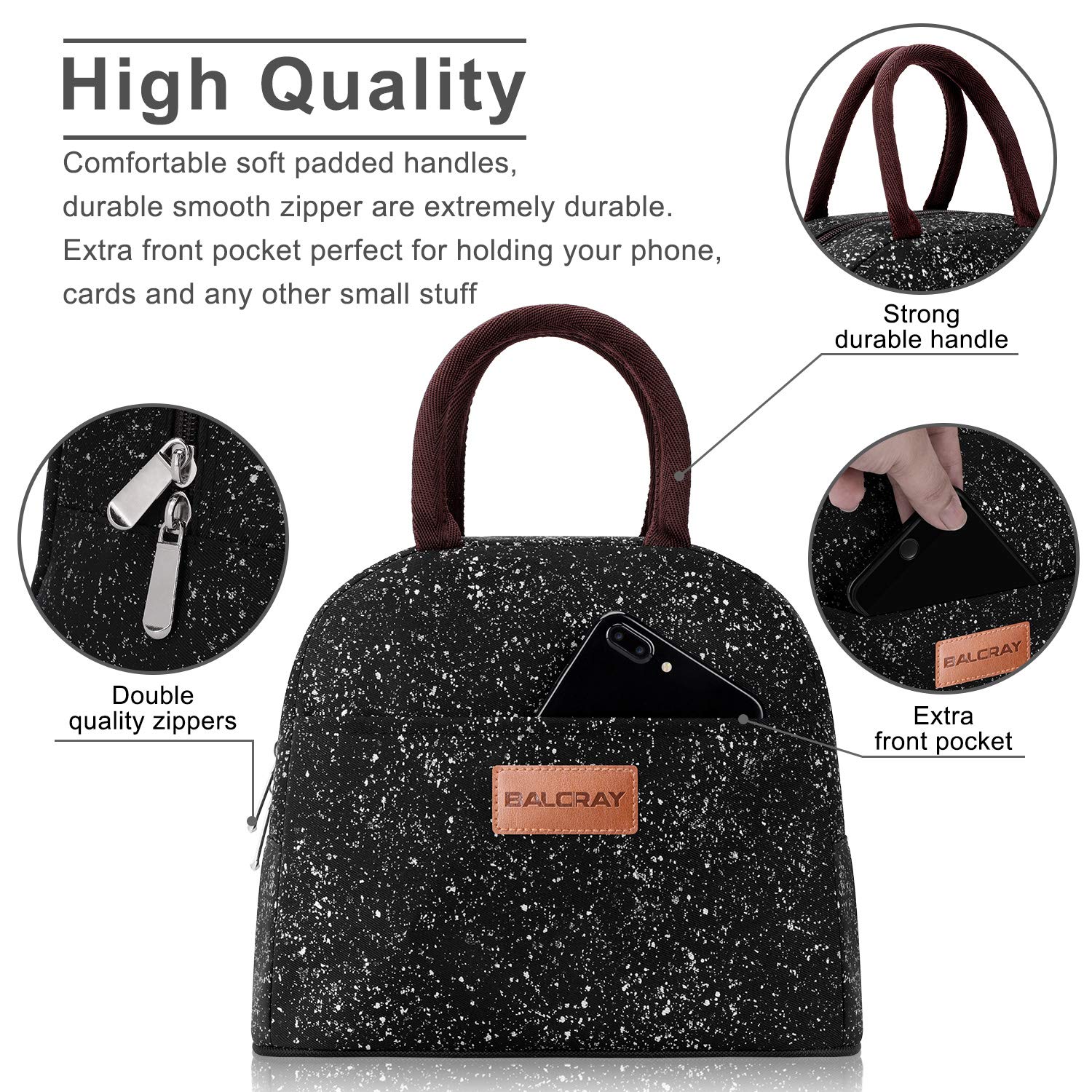 BALORAY front pocket stores essentials for easy access at work.