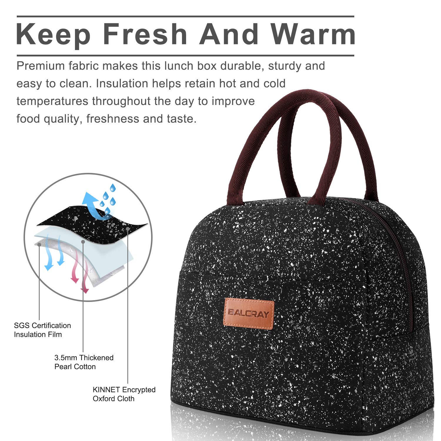 BALORAY padded handle offers comfortable carrying during the day.