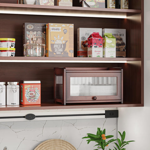 BAMBANG Bamboo Bread Box flat top provides extra storage space.