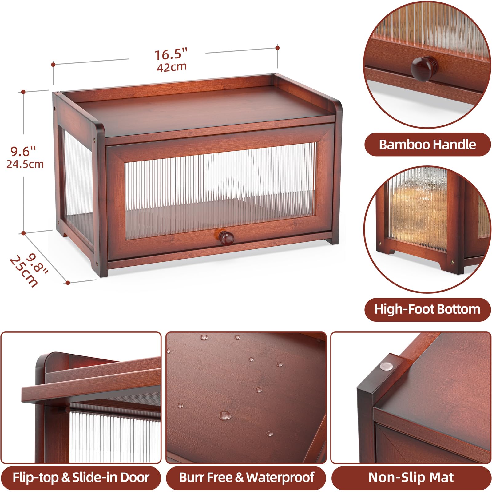 BAMBANG Bread Box slide-in door enables easy access while preserving freshness.