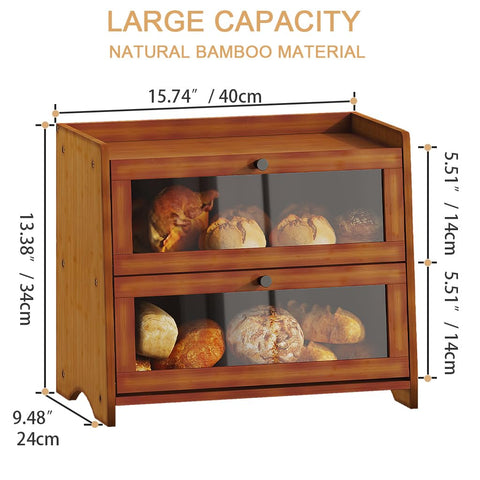 BAMBANG bread box acrylic door close-up shows clear visibility and easy access.
