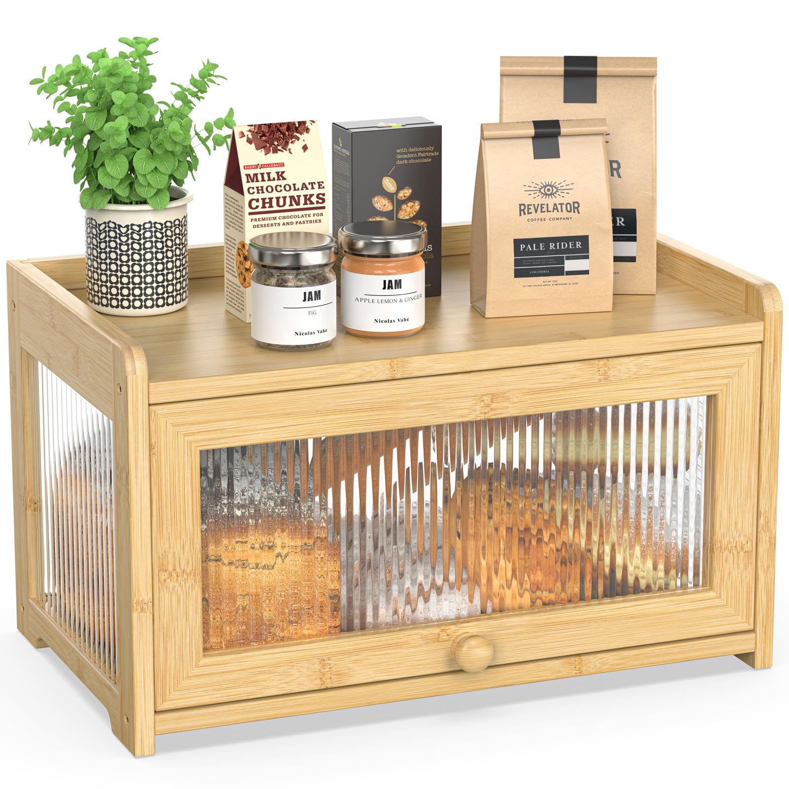BAMBANG bread box front window displays bread with easy access and visibility.