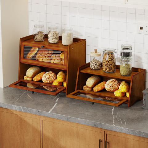 BAMBANG bread box top surface usage illustrates extra counter utility.