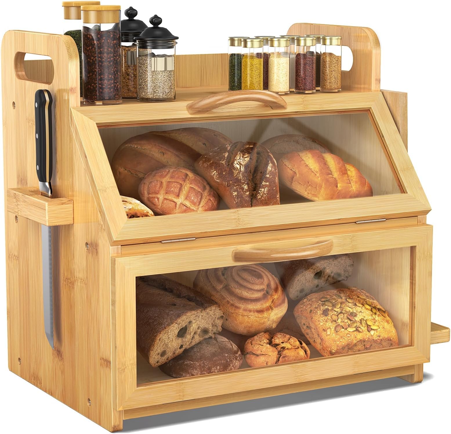 BAMBANG extra large bread box with window view for easy freshness checks