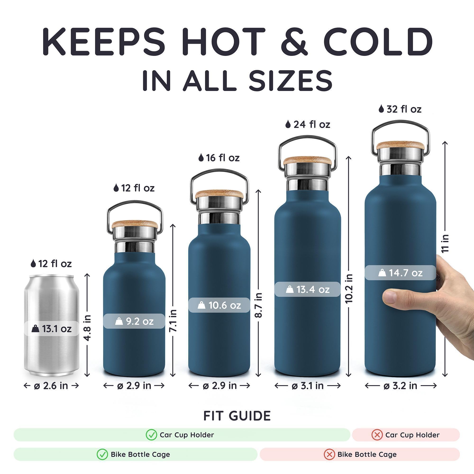 Bambaw 32oz insulated bottle exterior close-up emphasizes rust-proof stainless steel.