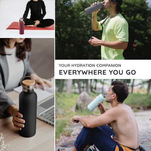 Bambaw bottle Red Berry accommodates ice cubes for refreshing drinks