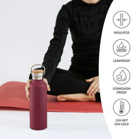 Bambaw bottle Red Berry open mouth for ice cubes and infusions