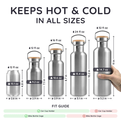 Ice cubes inside Bambaw bottle illustrate strong cooling capability.