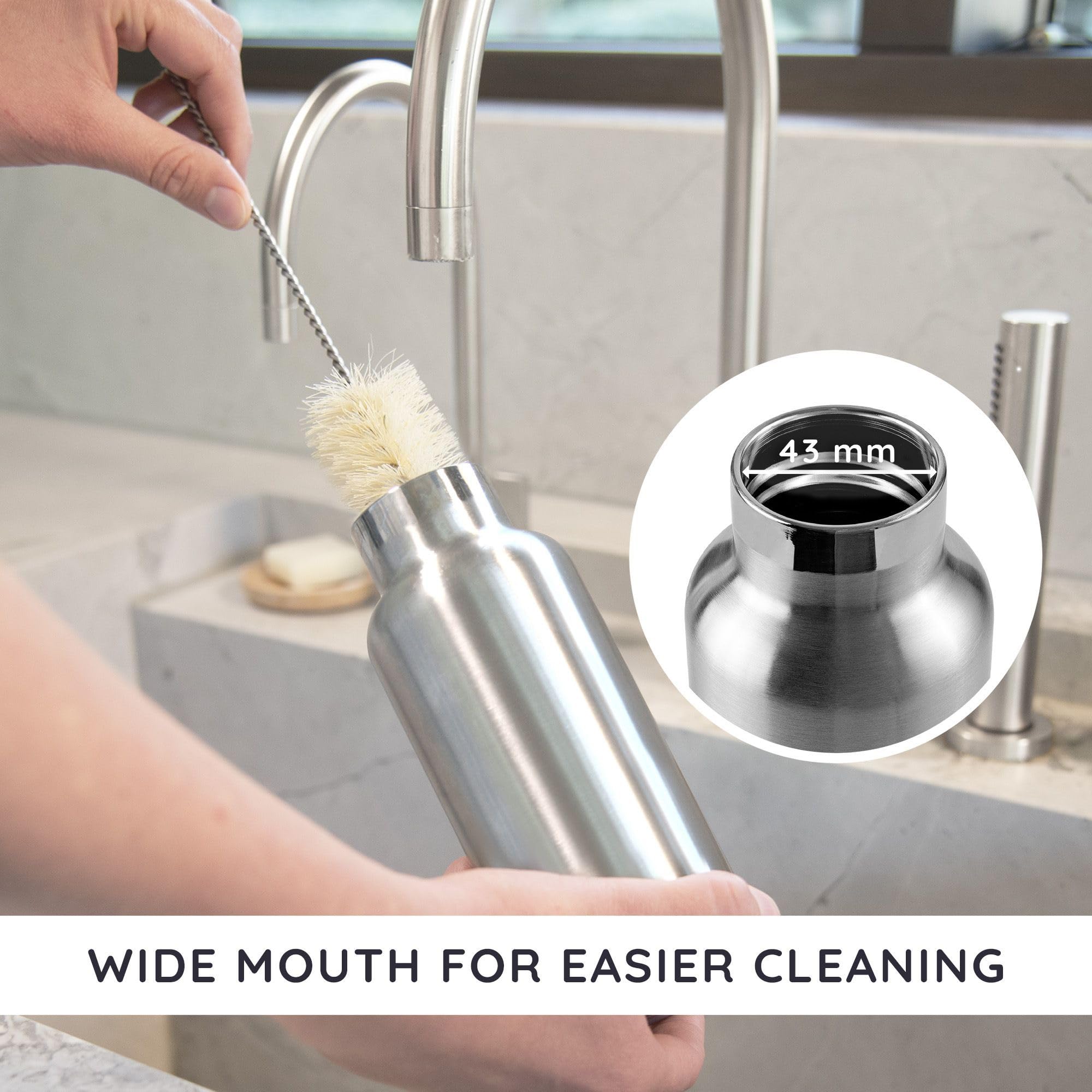 Interior stainless steel of Bambaw bottle with lead-free insulation for clean drinks.