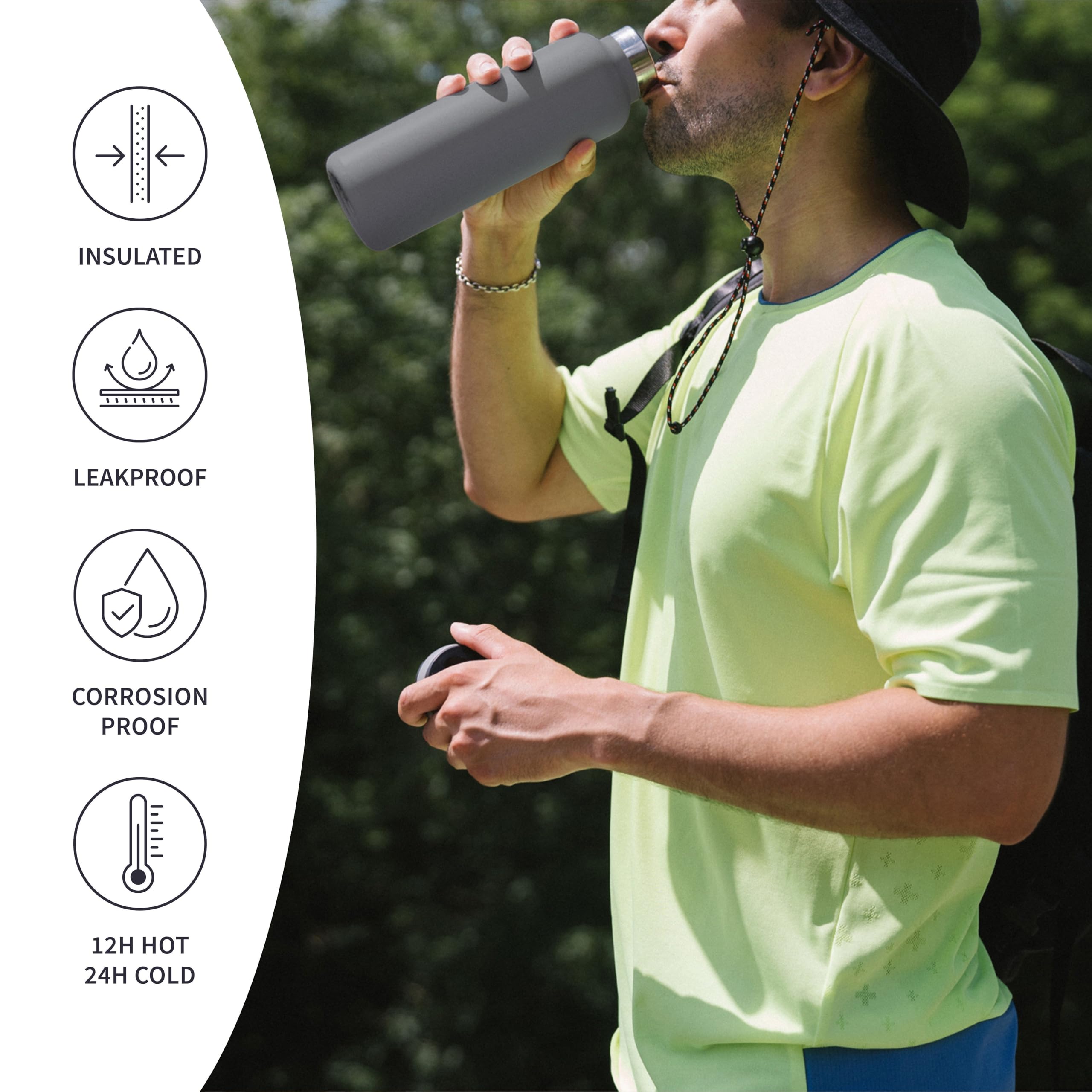 Insulated Bambaw bottle holds hot or cold drinks for long-lasting temperature