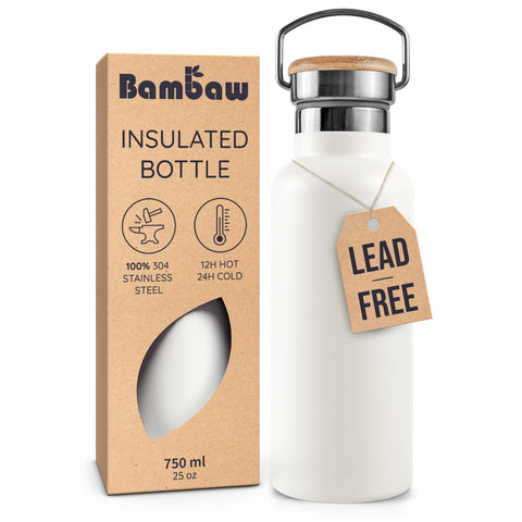Bambaw 24oz insulated bottle with handle for easy daily transport