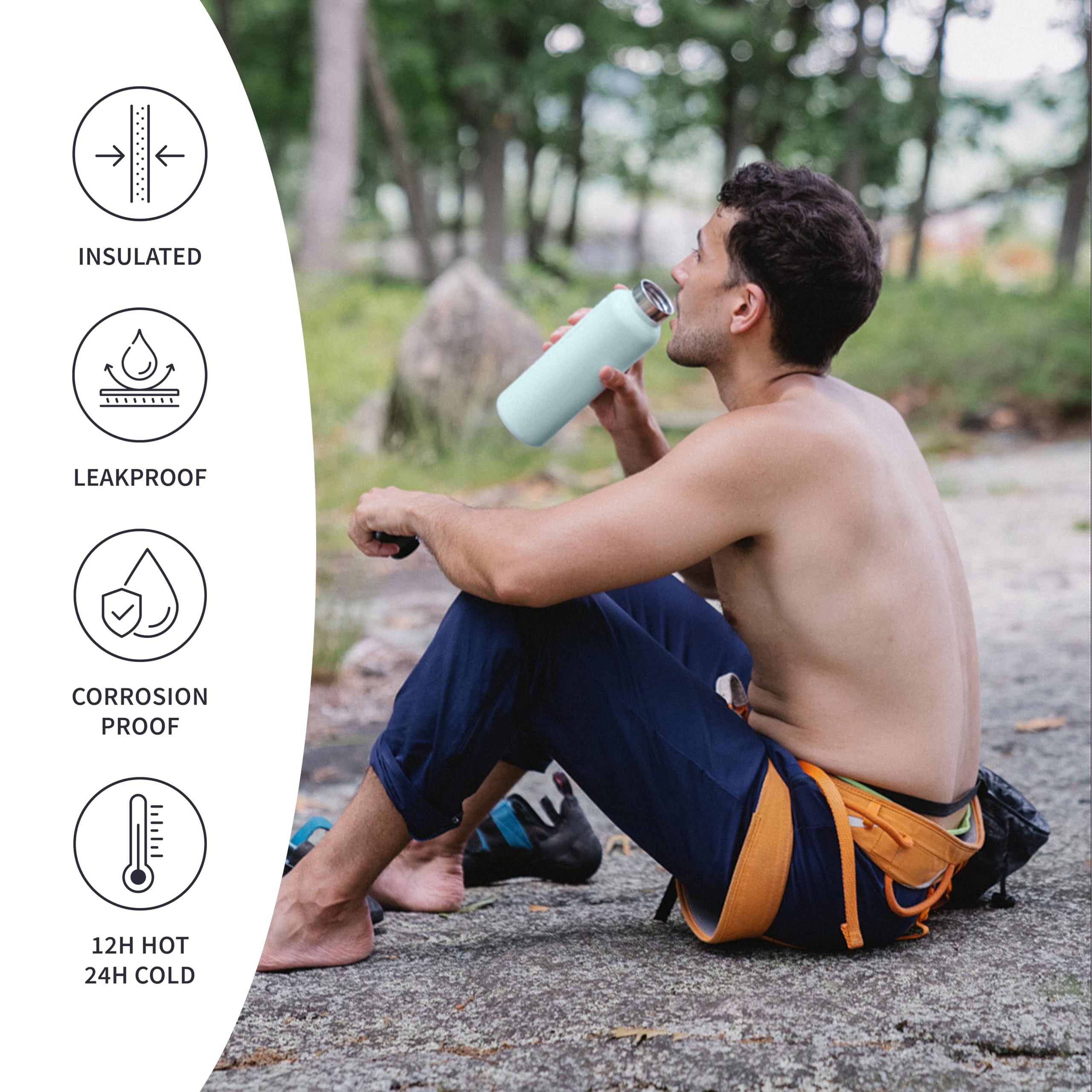 Bambaw Thermo Water Bottle wide opening image emphasizes space for ice and tea infuser.
