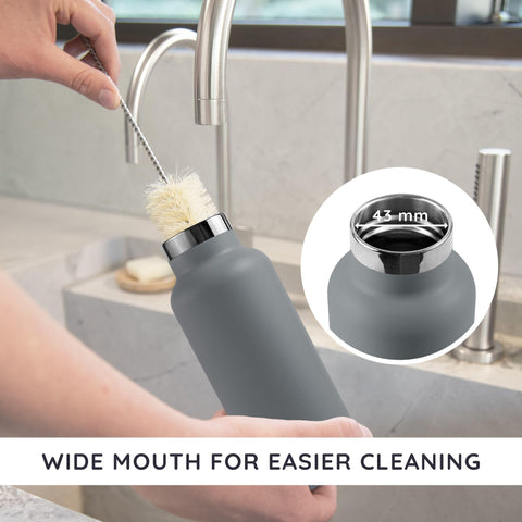 Bambaw bottle wide opening shows space for ice cubes and infuser
