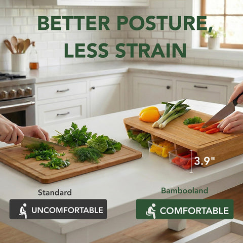 BAMBOO LAND dishwasher-safe trays simplify cleanup after prep