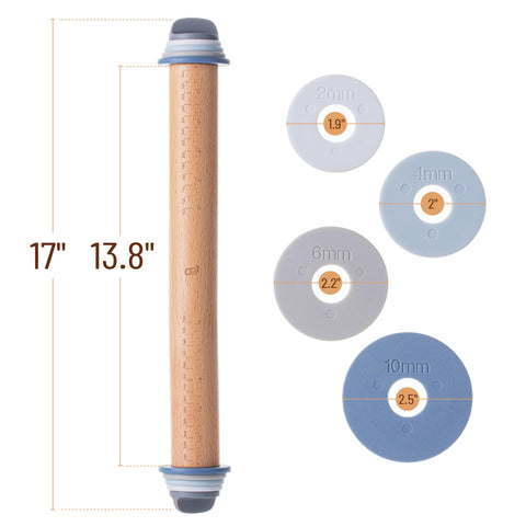 Bamboo Land rolling pin removable rings for precise dough thickness control.