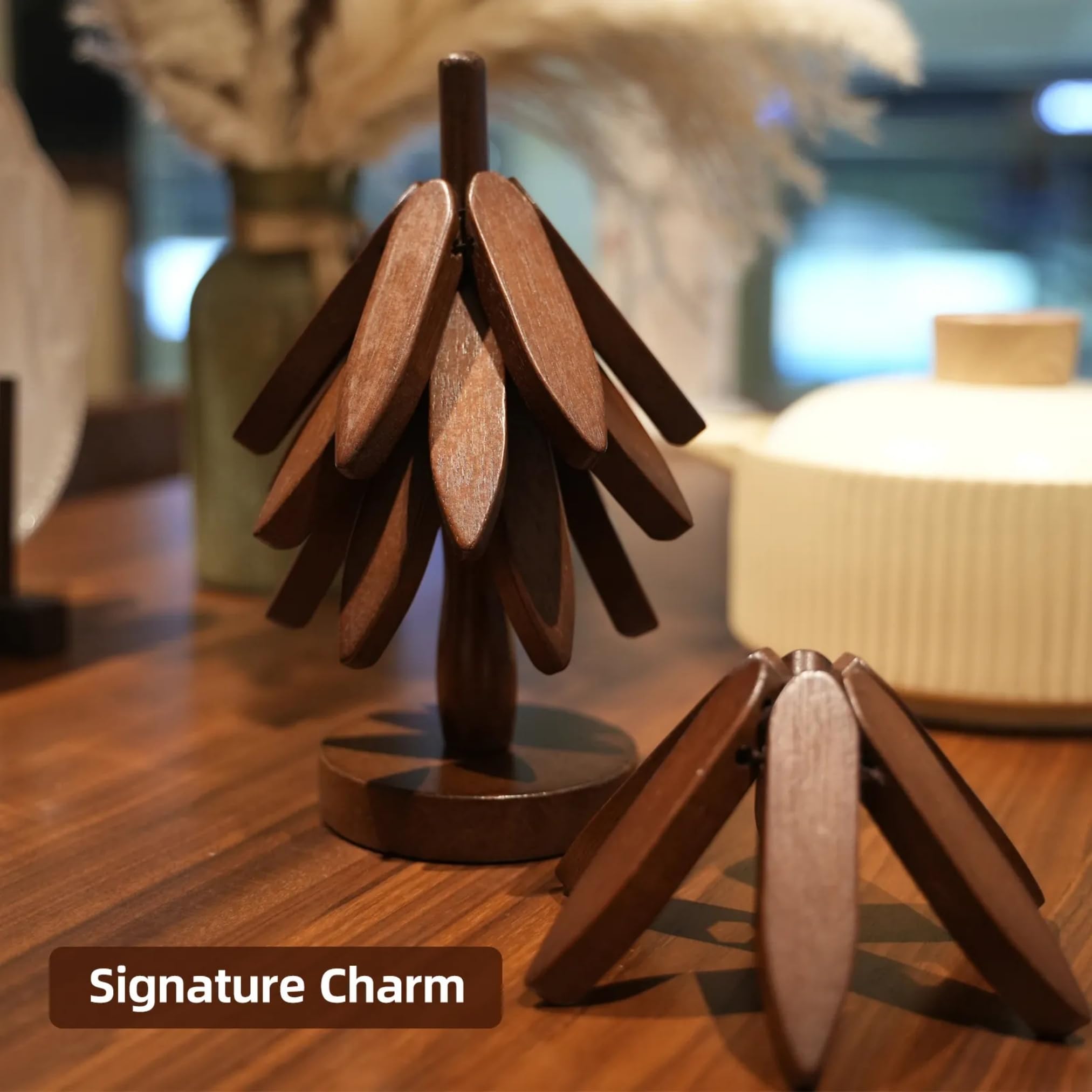 Bamboo and walnut materials offer durable heat resistance for daily use.