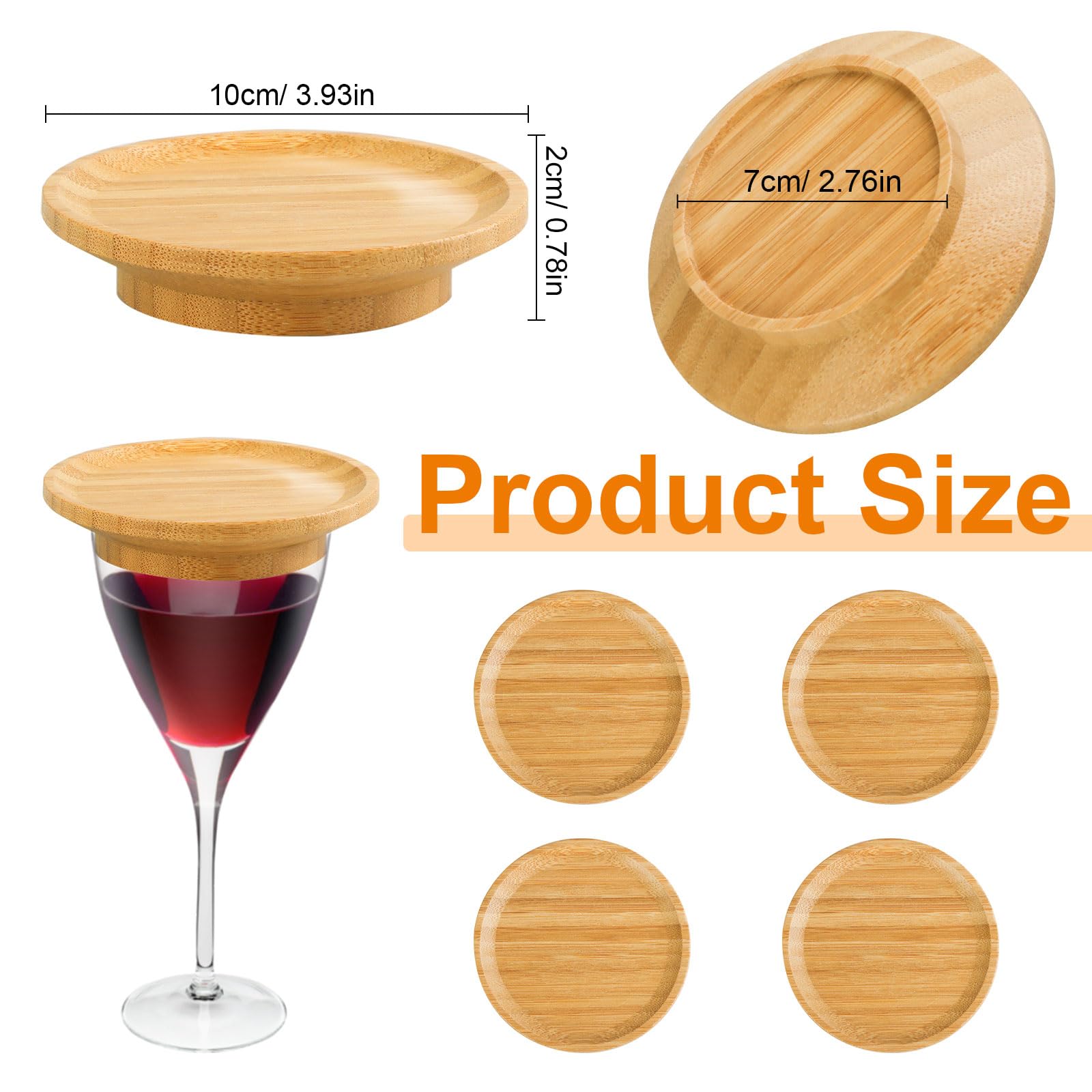 Bamboo wine glass charcuterie topper bottom-fit ensures compatibility with most glasses