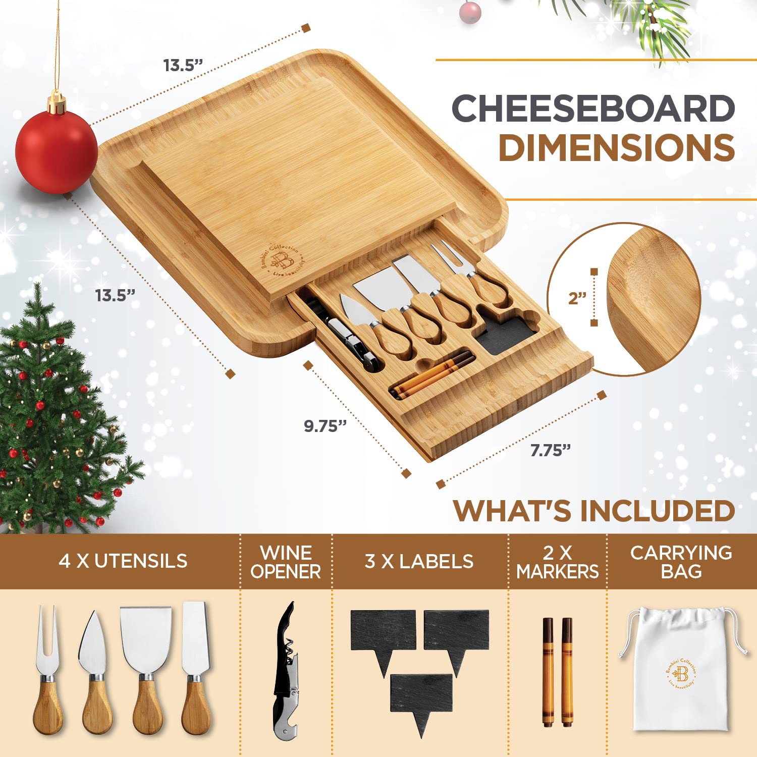 Bambüsi bamboo cheese board groove edge creates extra space for accompaniments.