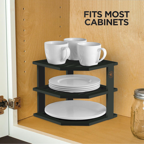 Bambüsi bamboo spice shelf in corner saves pantry space and keeps essentials accessible.