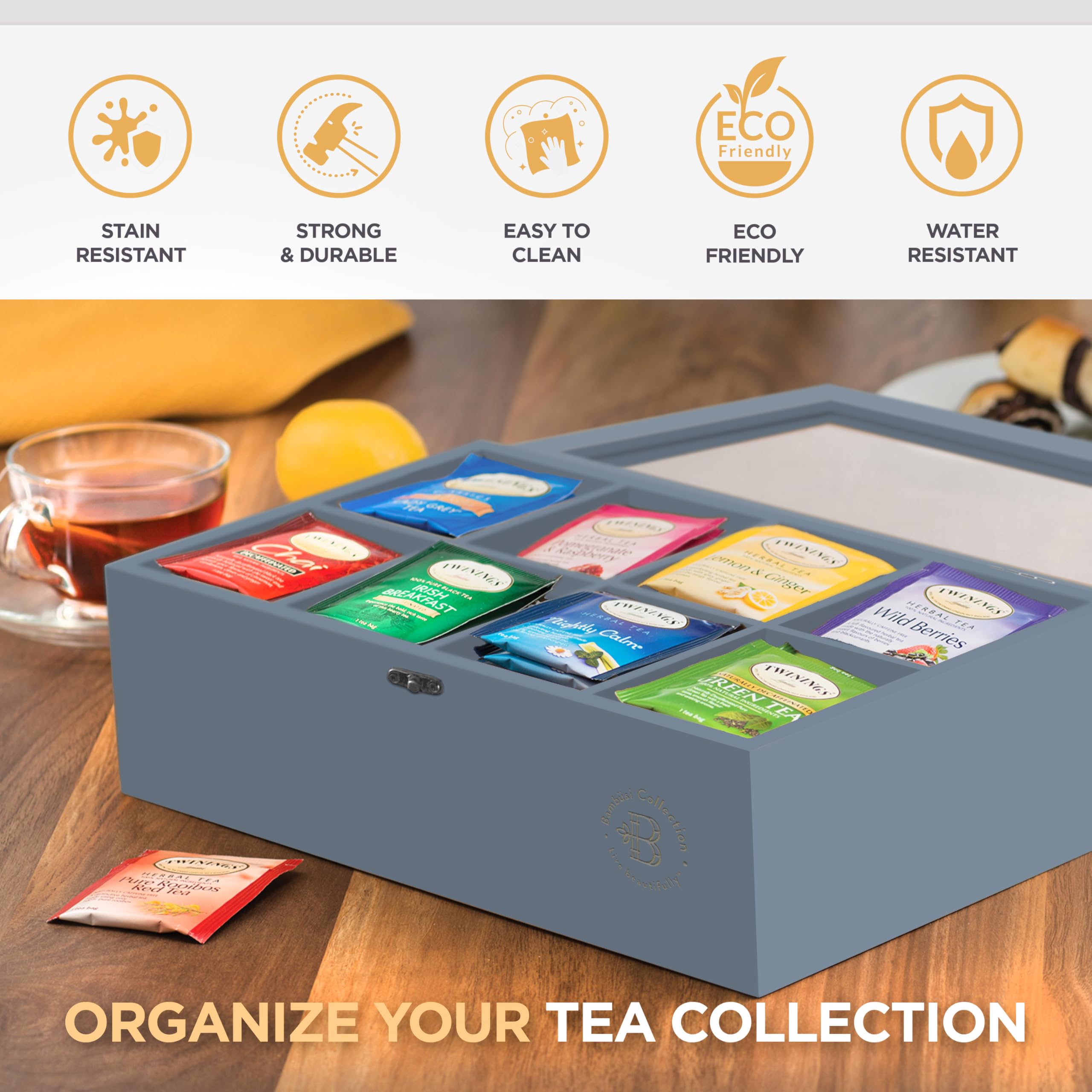 Magnetic lid helps preserve aroma for a pleasant brew.