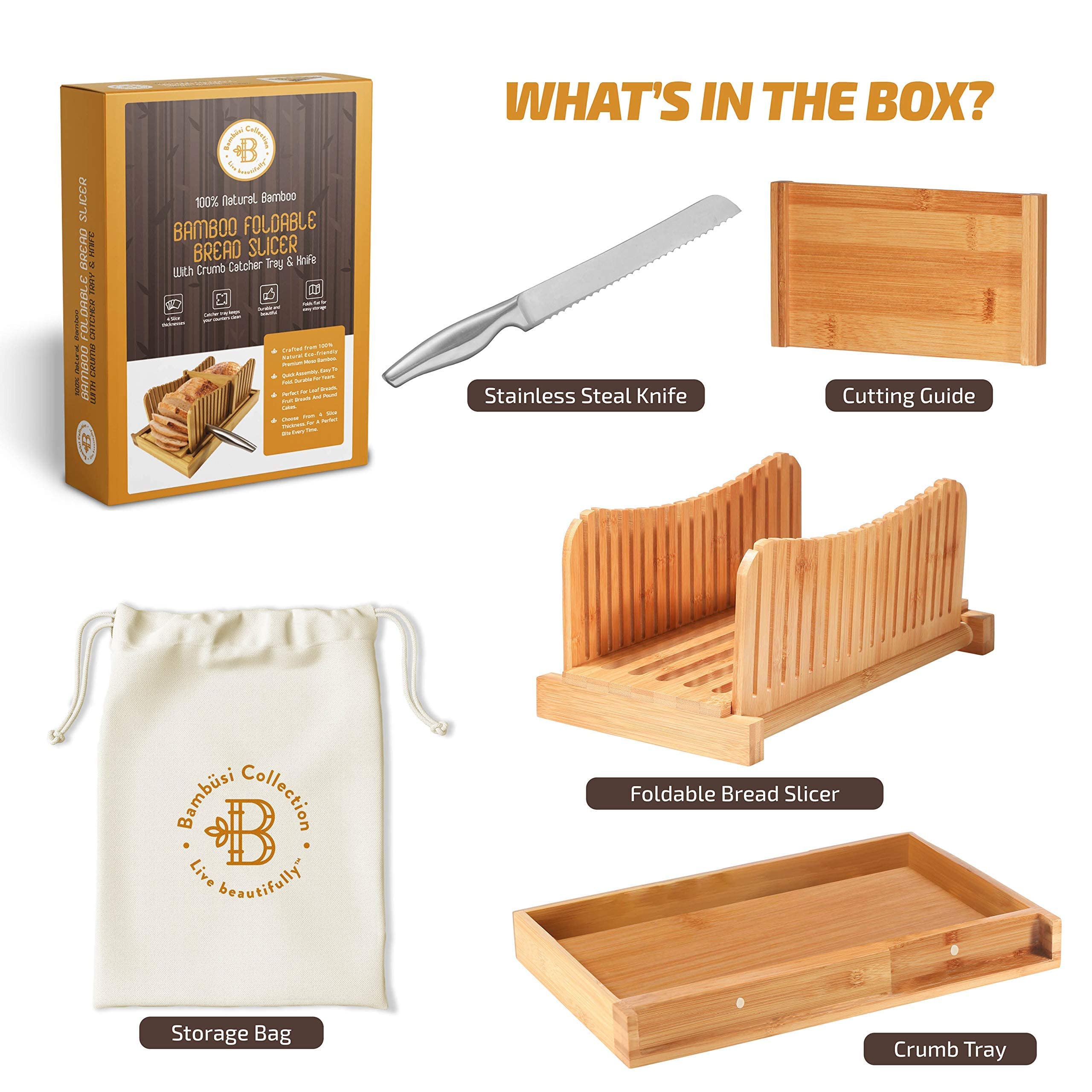 Bambüsi space-saving slicer folds flat for compact counters.