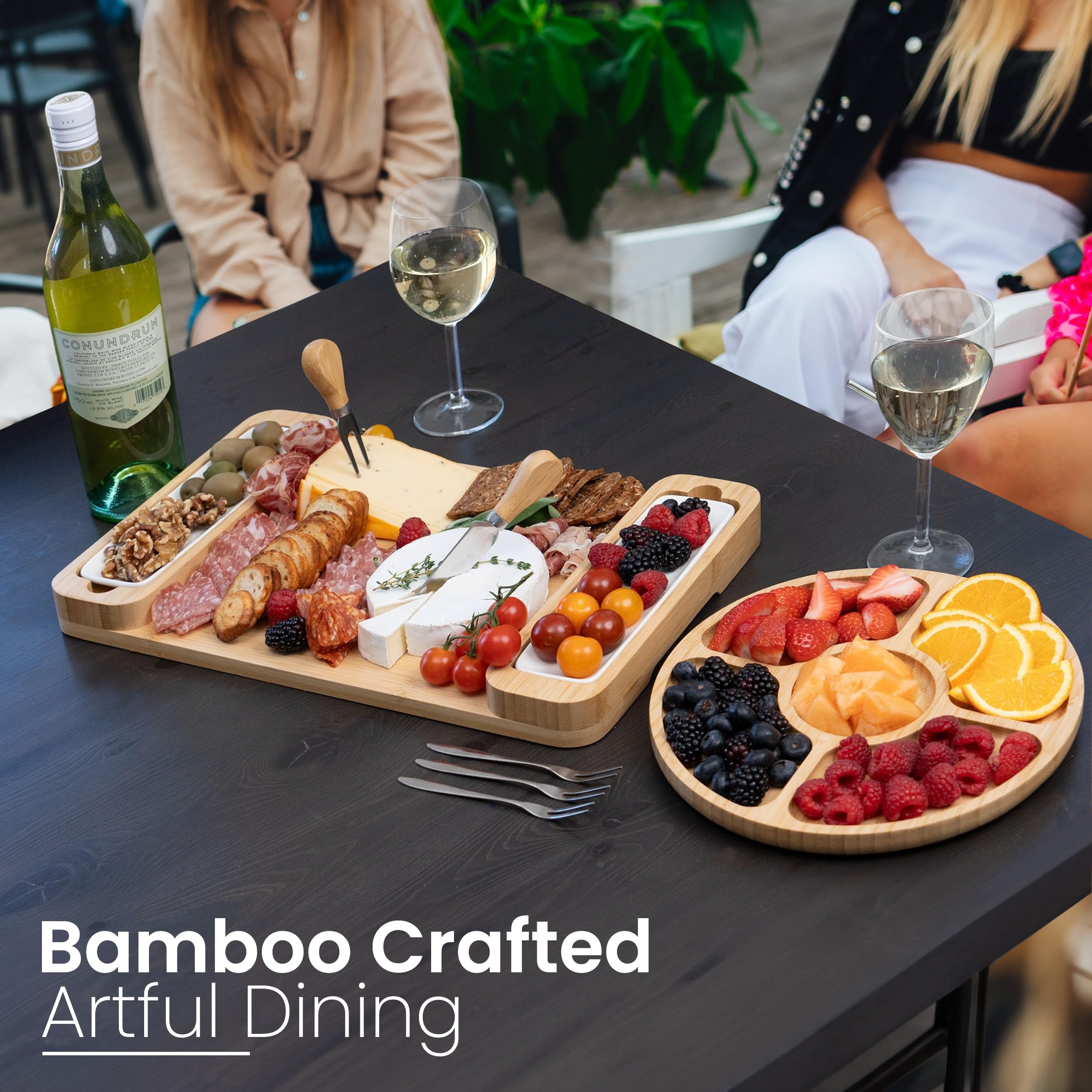 Bambusi cheese knives included for precise slicing and pairing.