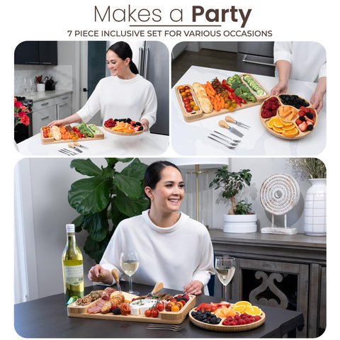 Bambusi deep grooves hold crackers and nuts neatly in place.