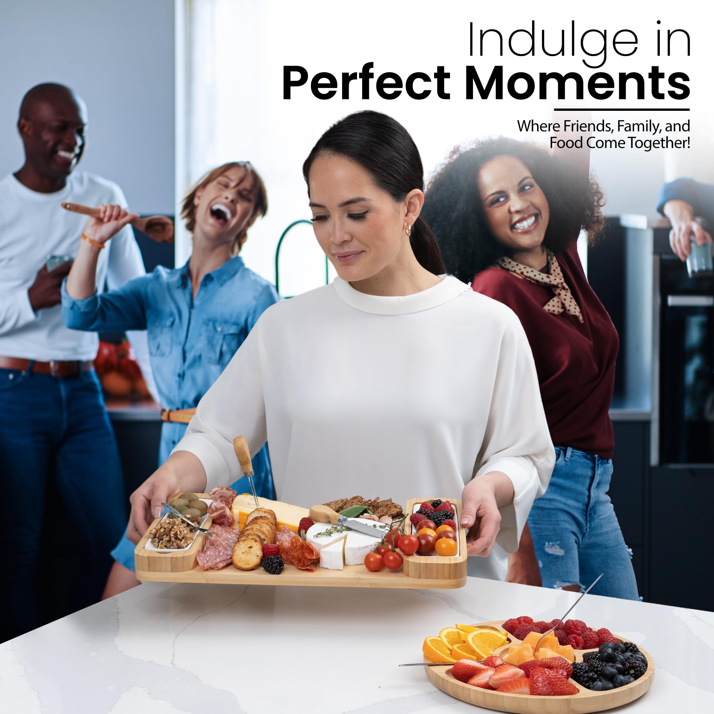 Bambusi easy-carry handles simplify moving the board indoors or outdoors.