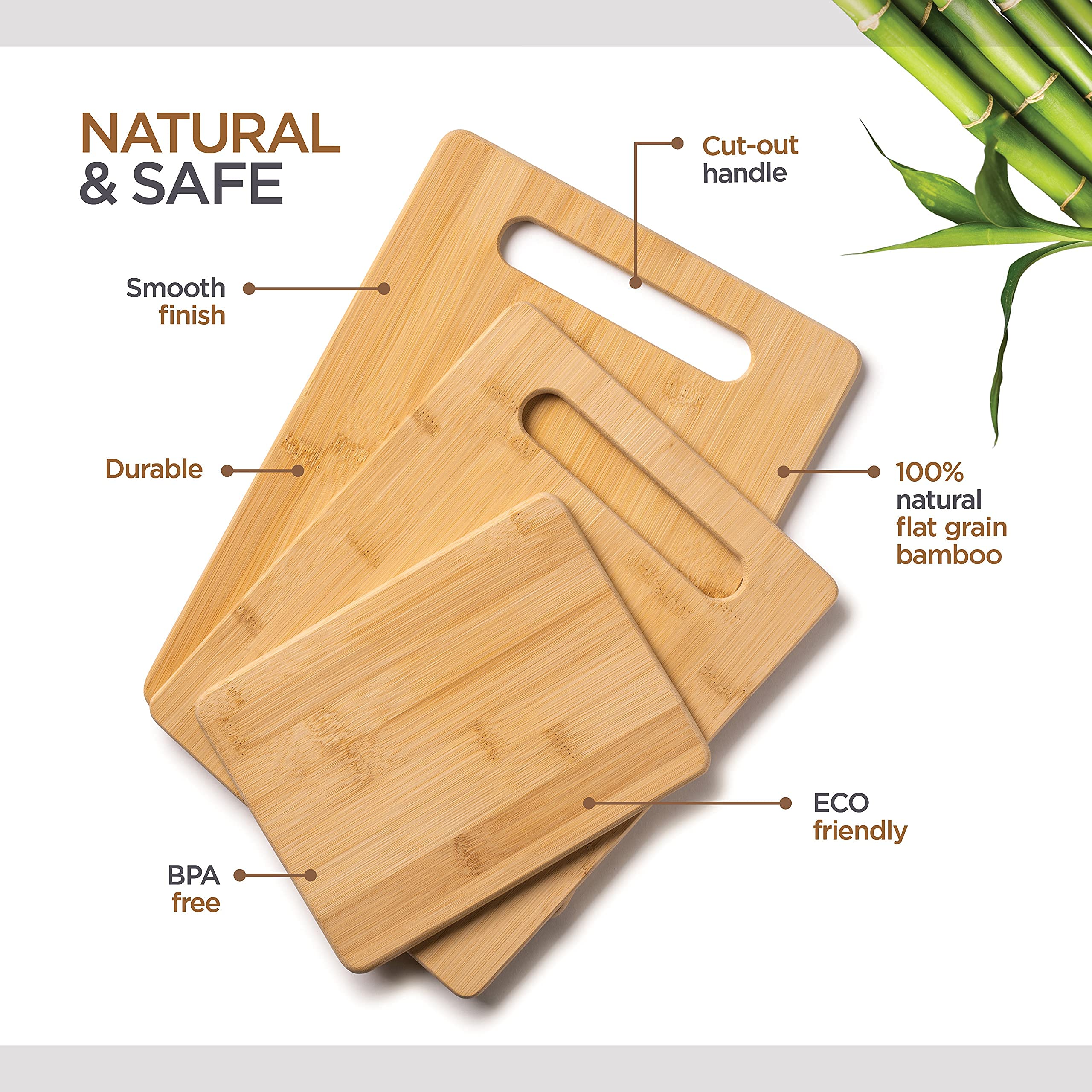 Bambüsi cutting board with handles for easy lifting and serving.
