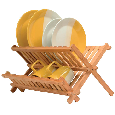 Bambüsi dish drying rack folded flat for space-saving storage.
