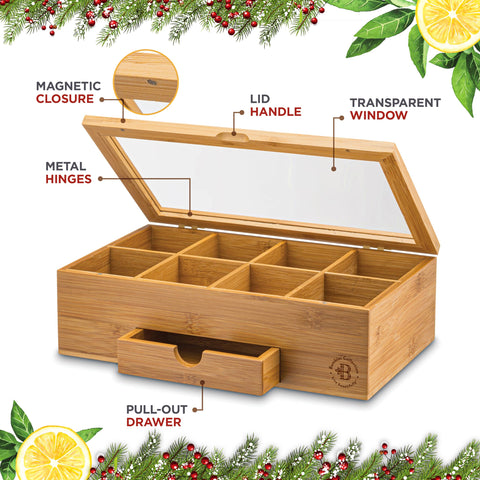 Bambüsi pull-out drawer keeps tea leaves and spices organized and within reach