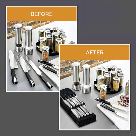 Bambüsi easy-access knife drawer storage for faster meal prep.