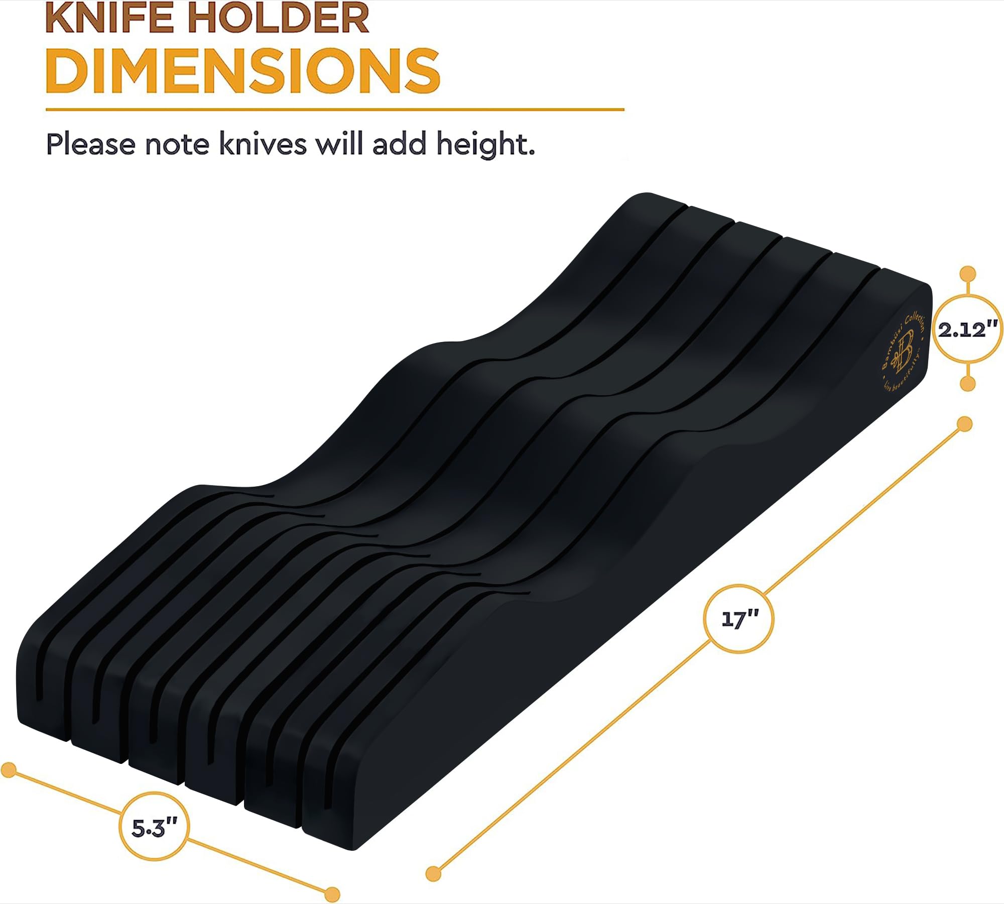 Bambüsi flat drawer knife block fits compact drawers, keeps knives easily reachable.