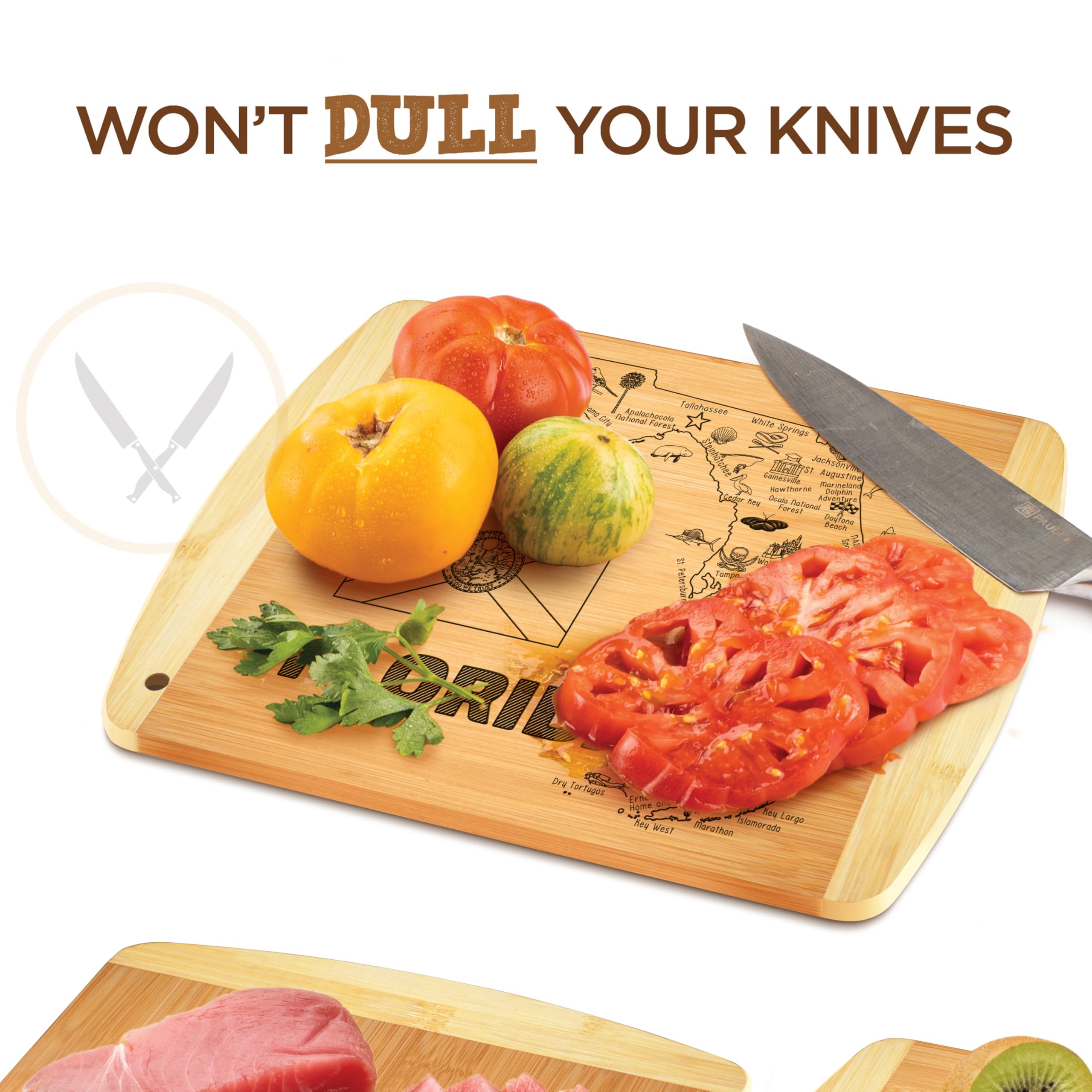 Bambüsi Florida map cutting board makes a thoughtful gift for housewarmings and celebrations.