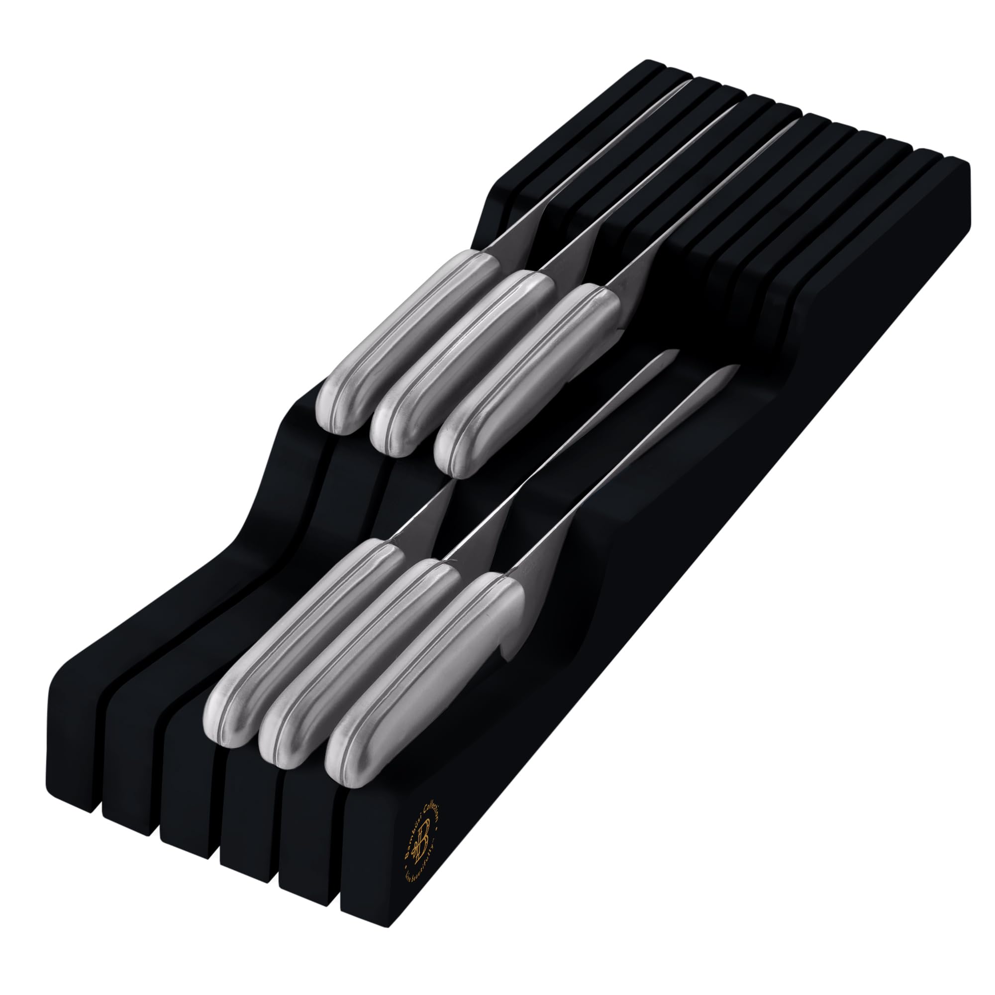 Bambüsi in-drawer knife block offers compact drawer organization to save counter space.