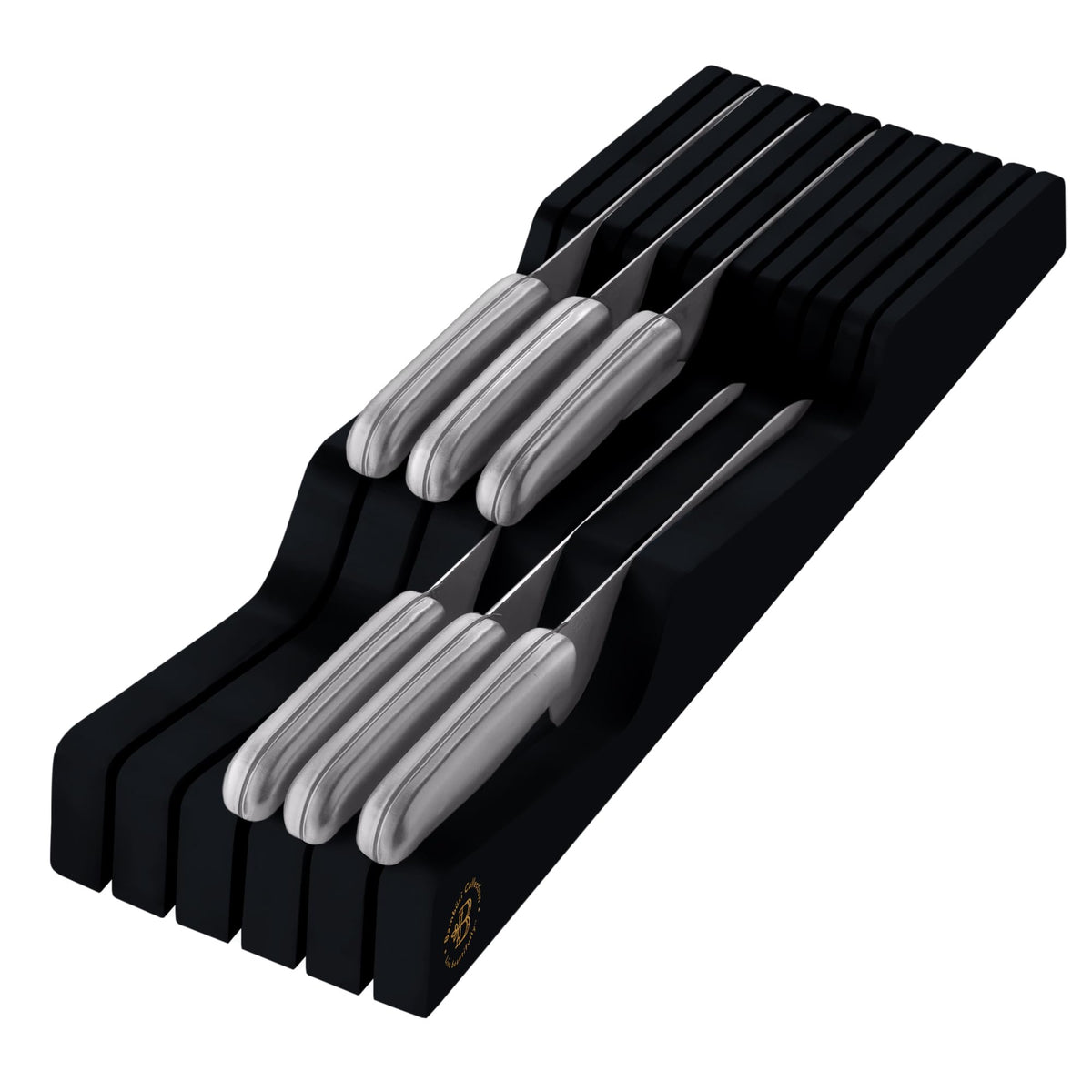 Bambüsi in-drawer knife block offers compact drawer organization to save counter space.