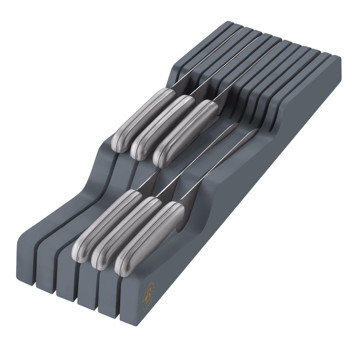 Bambüsi in-drawer knife block shown inside a drawer for organized blade storage in the kitchen