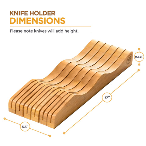 Bambüsi In-Drawer Knife Block keeps knives organized and easily accessible.