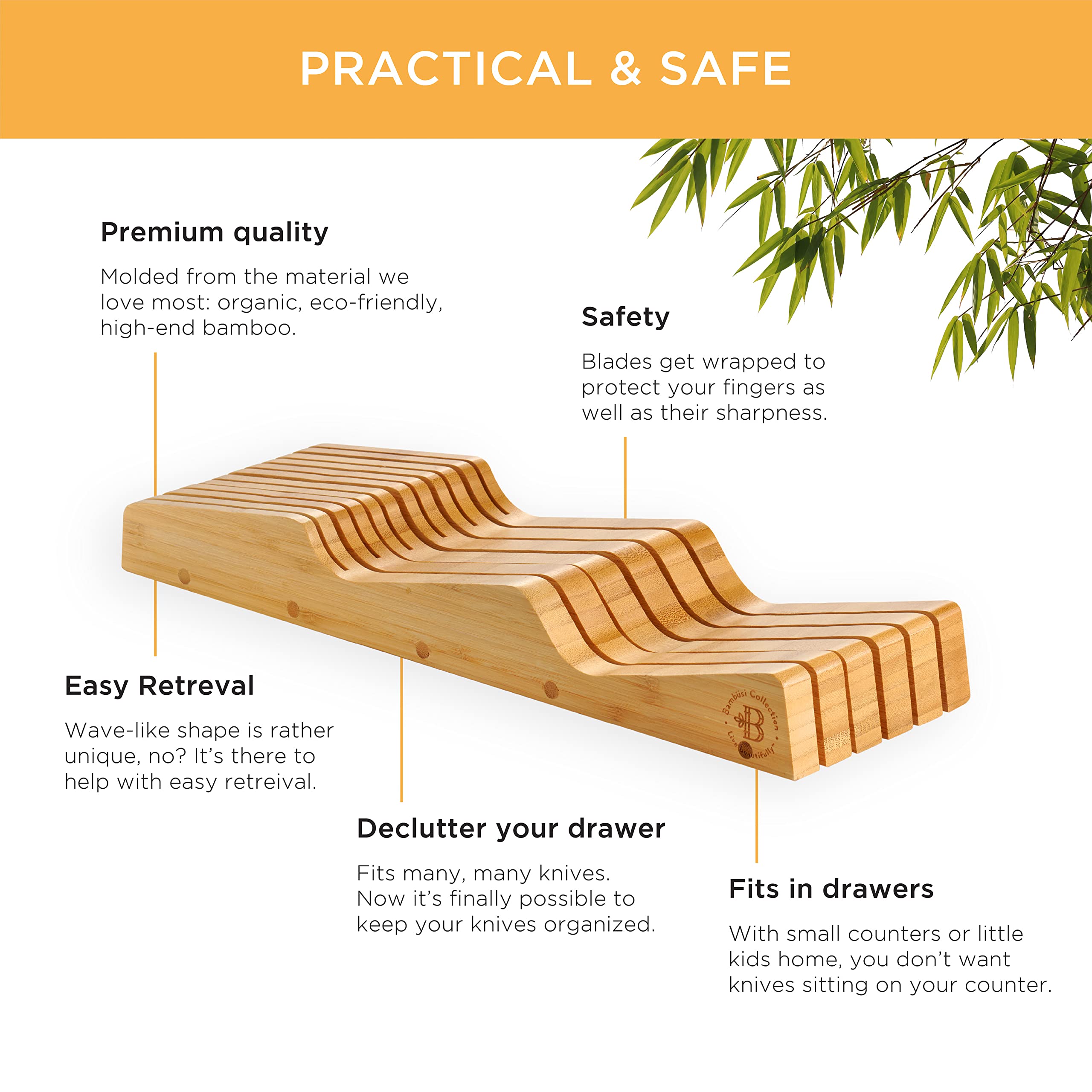 Downward blade storage adds safety and simple access.