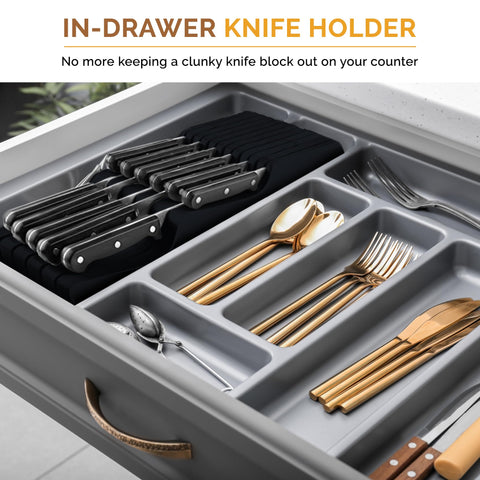 Bambüsi sleek, modern organizer adds elegance to your kitchen drawer.
