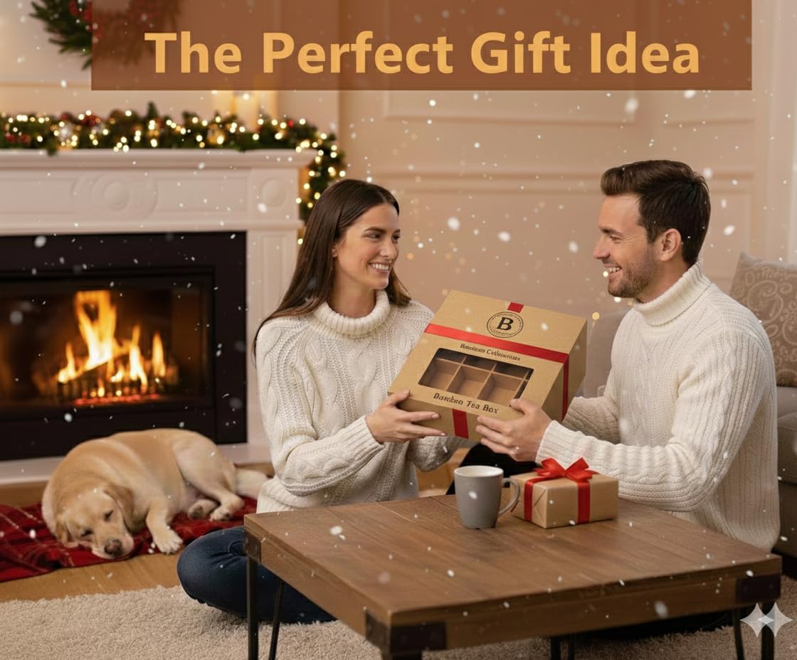 Bambüsi tea box with acrylic window lets you browse flavors at a glance