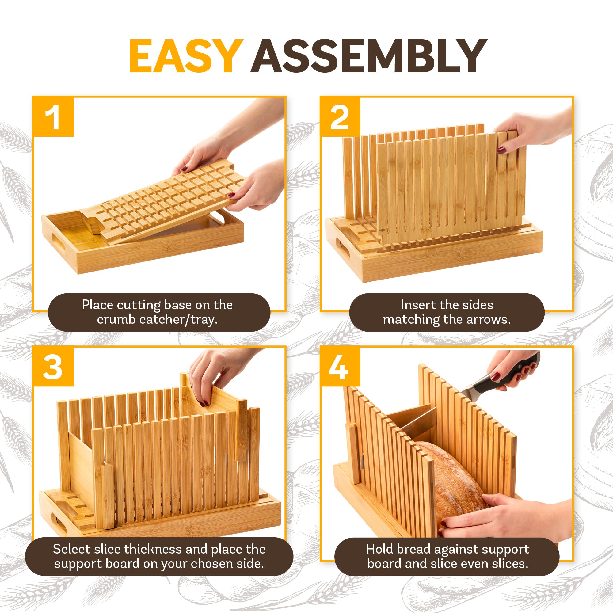 Bambüsi foldable guide supports adjustable loaf widths during slicing