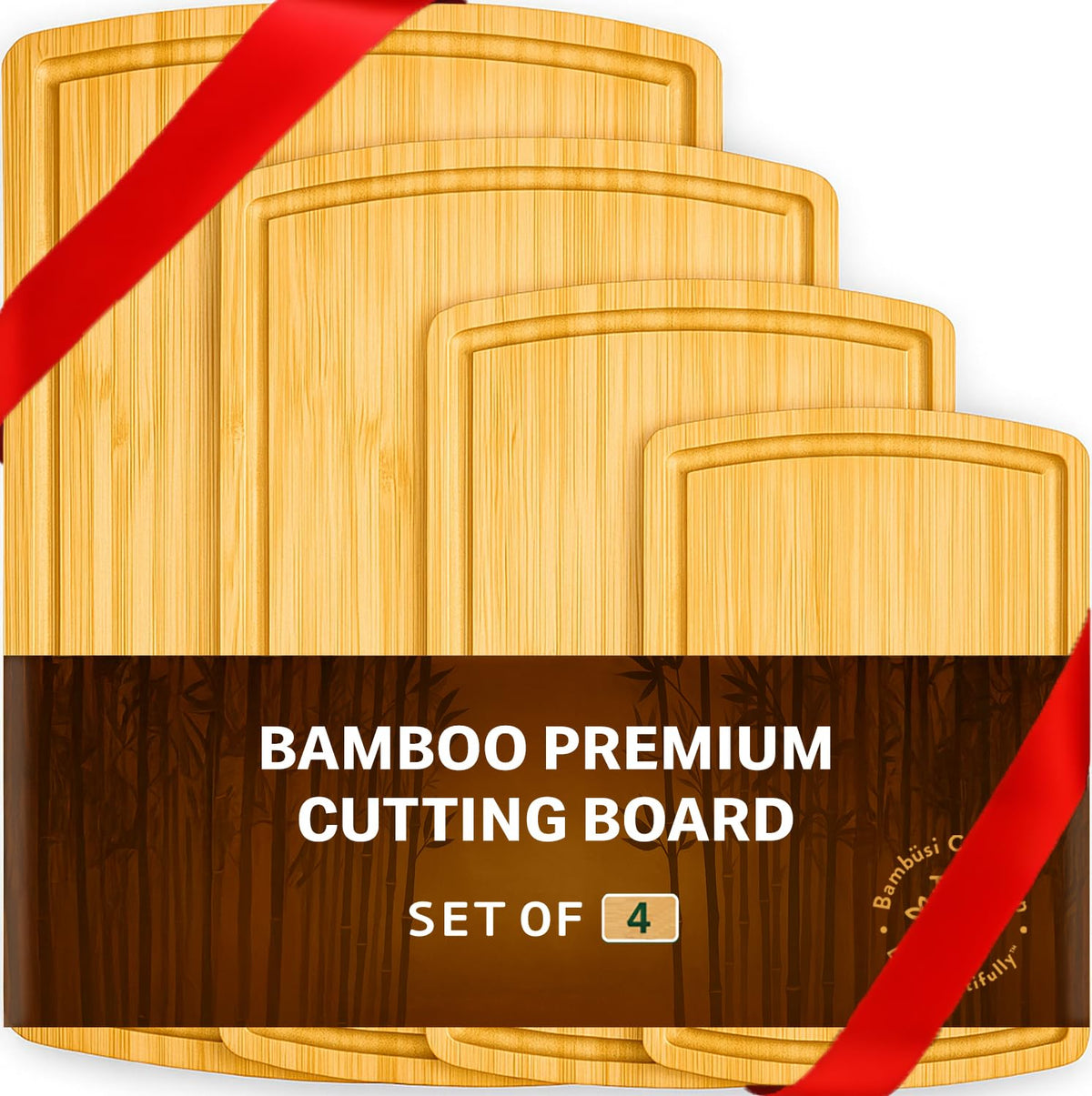 Bambüsi 18x12 cutting board with a deep juice groove keeps juices contained during prep