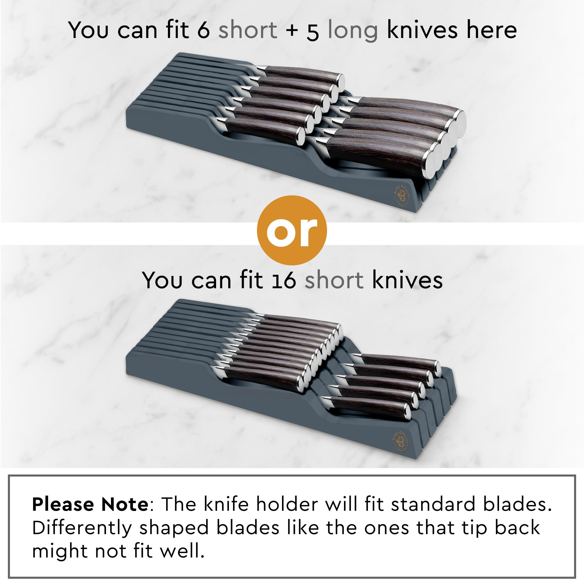 Bambüsi wooden steak knife holder without knives in a grey finish