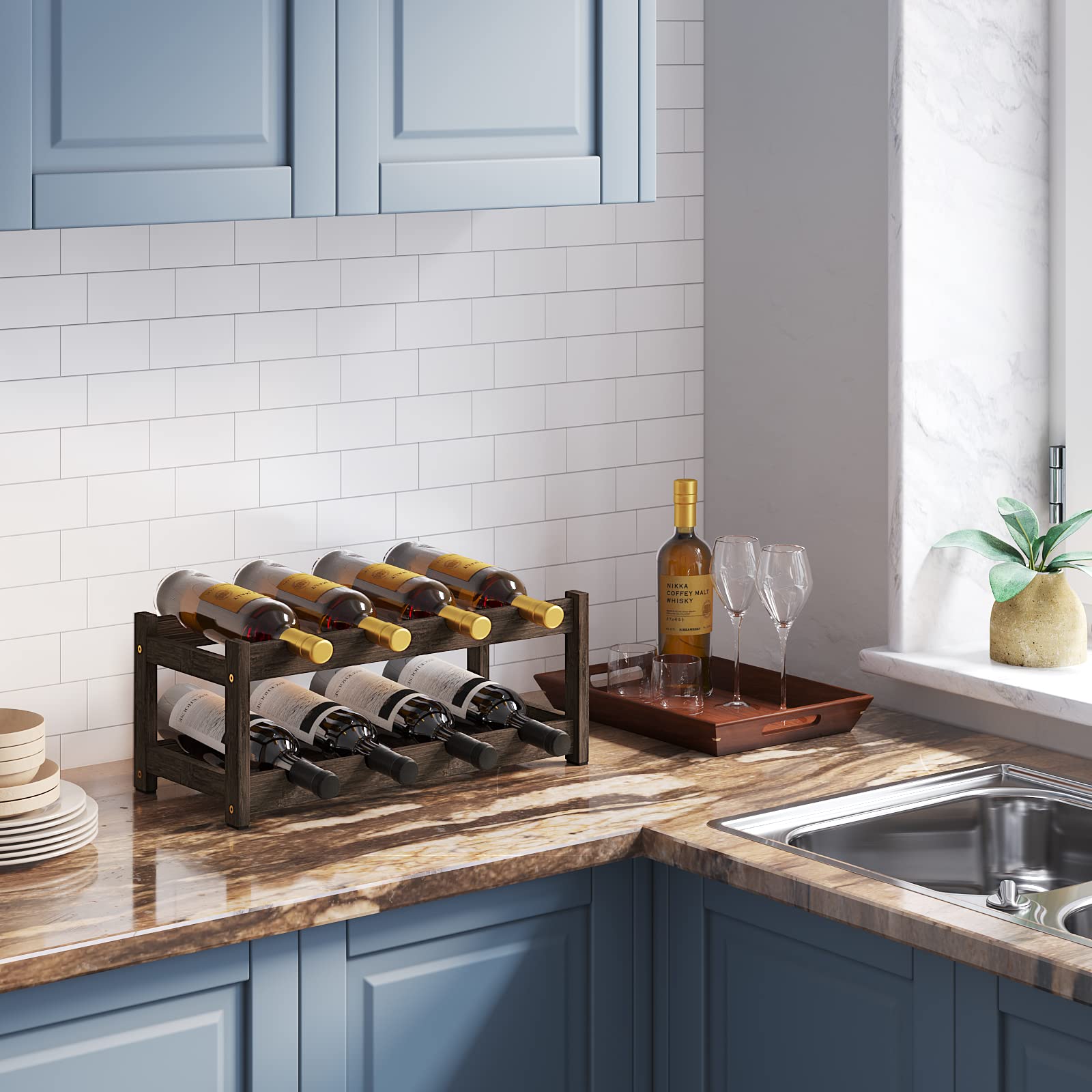 BAMEOS two-tier structure preserves bottle visibility and easy reach.